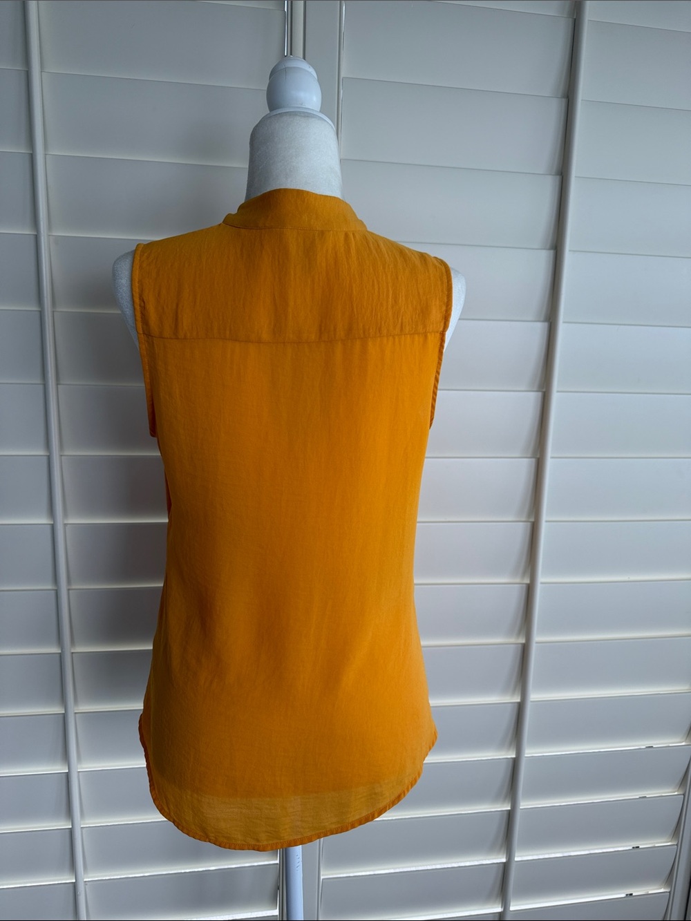 Sleeveless Tie-Neck Blouse - Mustard Yellow Sz 8 - Picture 4 of 5